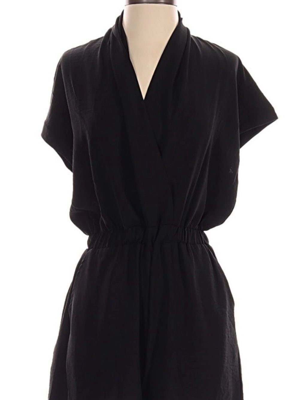 Clinique Black Short-Sleeve Romper with Elastic Waist